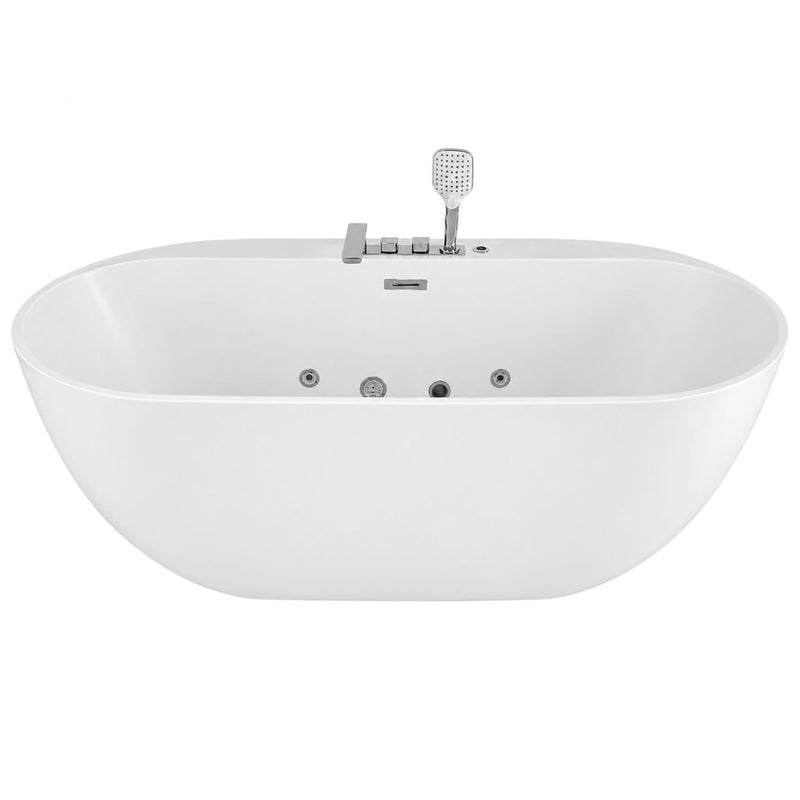 Xavier - Single Person AcrylicCorner Massage Bathtub, Featuring A Gfci Plug, Ul Certified Pump, Upc Certified Drain, And Swivel Faucet - Milk White
