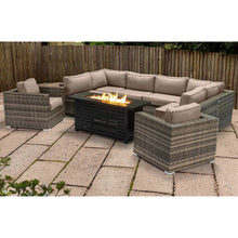 Load image into Gallery viewer, 9 Piece Outdoor Sectional Set With Fire Pit Table And Cushions - Beige
