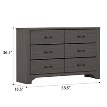 Load image into Gallery viewer, 6 Drawer Dresser - Brown
