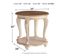 Load image into Gallery viewer, Realyn - Round End Table - White / Brown
