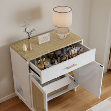 Load image into Gallery viewer, Cat Litter Box Enclosure With Scratch Pad, Hidden Litter Box Furniture, Wooden Pet House Sideboard, Storage Cabinet, Fit Most Cat And Litter Box, For Living Room Bedroom Office - White / Light Brown
