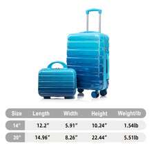 Load image into Gallery viewer, Luggage Set 14" / 20" With Combination Lock And Cosmetic Case
