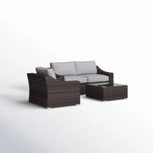 Load image into Gallery viewer, Outdoor Wicker Conversation Set With Cushions, All Weather
