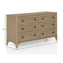 Load image into Gallery viewer, 6 Drawer Dresser - Sand - Wood
