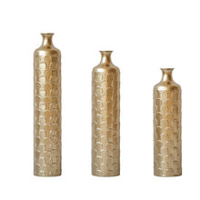 Load image into Gallery viewer, Floor Metal Vases Decorated White Metal Vases (Set of 3) Gorgeous Home Decoration Large Glazed Metal Vases - Golden
