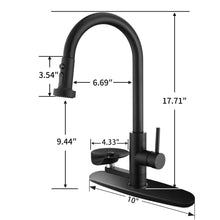 Load image into Gallery viewer, 3 In 1 Kitchen Faucet With Press Type Glass Rinser, High Arc Pull Down Sprayer
