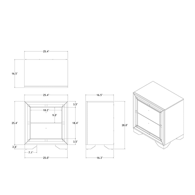 Chloe - Nightstand - Silver / Gray