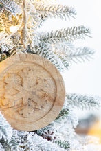 Load image into Gallery viewer, Wooden Hanging Circle With Snowflake Cut Decorative Hanging Christmas Tree Ornaments For Holiday Party Decorations (Set of 12) - Multi
