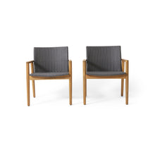Load image into Gallery viewer, Tranquilize - Outdoor Wooden Club Chair With Woven Wicker Seat And Back (Set of 2) - Light Brown
