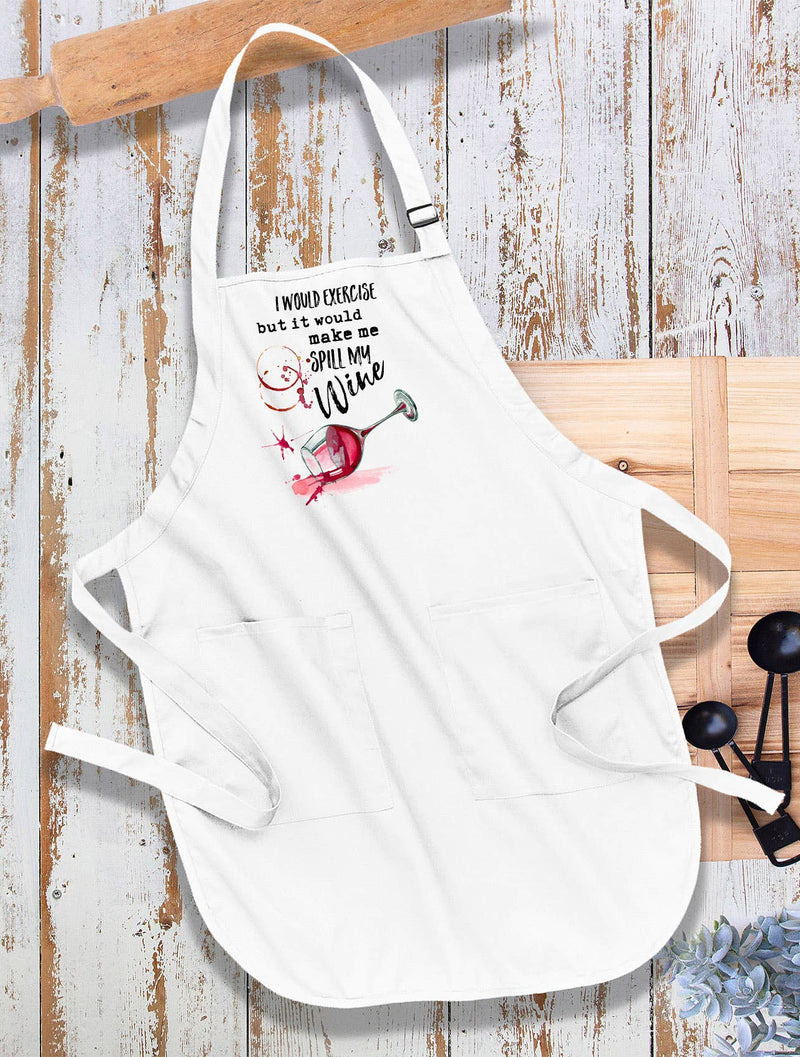 Avery Lane Gifts - Would Excerise Spill My Wine Kitchen Cotton Apron
