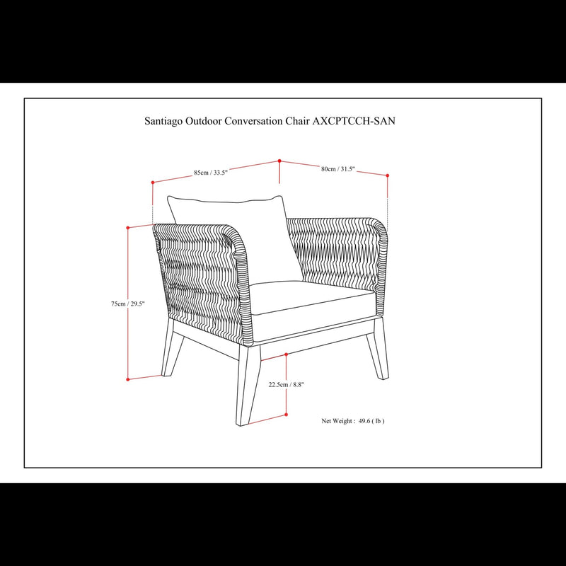 Santiago - Outdoor Conversation Chair - Dark Gray