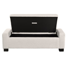 Load image into Gallery viewer, Textured Boucle Ottoman Bench With Hinged Lid For Seating And Storage - Beige
