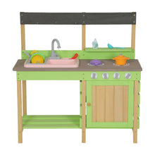 Load image into Gallery viewer, Kids Play Kitchen With Mud Kitchen Set &amp; Water Play Toys For Outdoor Use - Green
