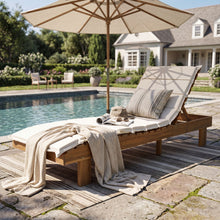 Load image into Gallery viewer, Chaise Lounge With Multi Fold Cushion, 3 Position Adjustable Backrest For Patio - Beige / Teak
