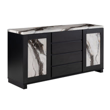 Load image into Gallery viewer, Stacey - Buffet With Storage Drawers And Marble Detailing - Black / Marble
