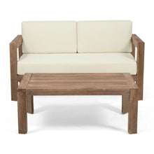 Load image into Gallery viewer, 2 Piece Patio Set With Open-Back Loveseat And Coffee Table - Beige / Brown
