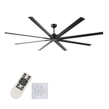 Load image into Gallery viewer, Industrial DC Motor Ceiling Fan, Large Ceiling Fan With 8 Reversible Blades, 5 Speed Remote Control, Home Or Commercial Ceiling Fans For Porch / Garage / Shop - Black
