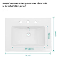 Load image into Gallery viewer, Rectangular Single Vanity Top With 3 Faucet Hole Sink - White
