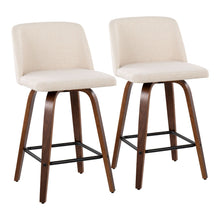 Load image into Gallery viewer, Toriano - Mid Century Modern Fixed Height Counter Stool &amp; Square Footrest (Set of 2)
