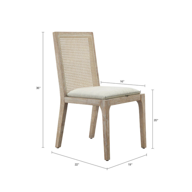 Dining Chair With Synthetic Cane Back And Upholstered Seat (Set of 2) - Natural