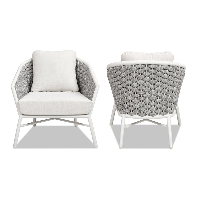 Rowan - Rope Barrel Back Patio Accent Arm Chair (Set of 2) - White
