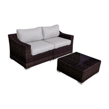 Load image into Gallery viewer, Wicker 2 Person Conversation Set, Durable Outdoor Seating With Cushions Mix - Brown Mix
