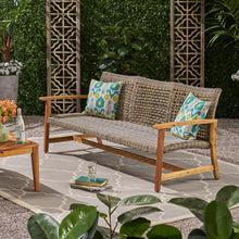 Load image into Gallery viewer, Outdoor 3 Seater Sofa With Rattan Cover - Gray
