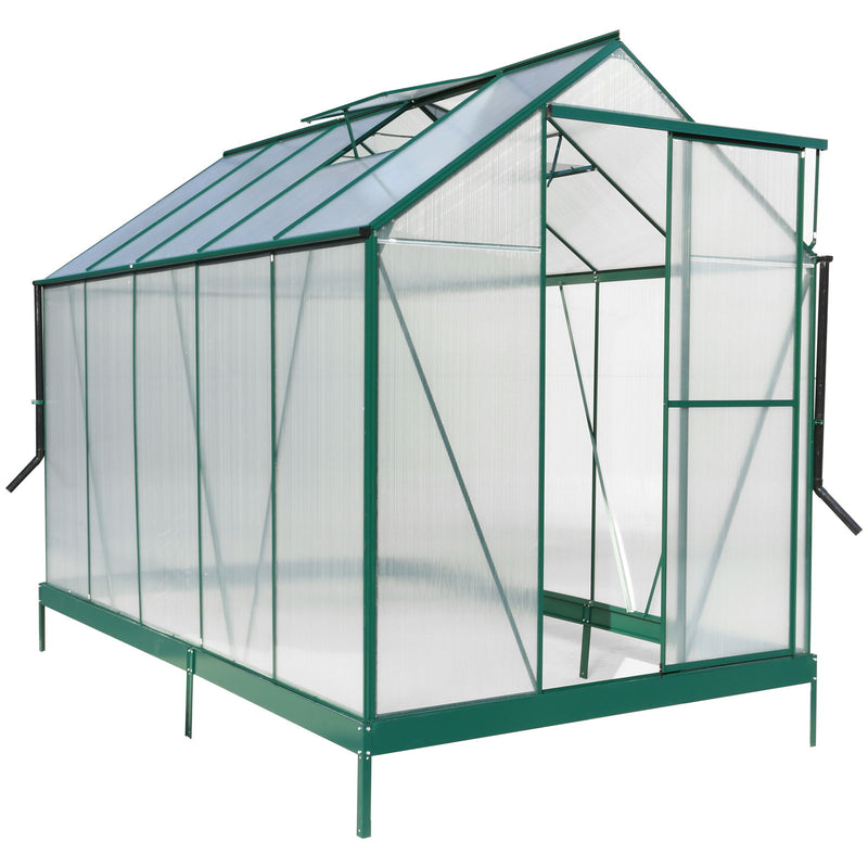 Polycarbonate house, Heavy Duty Outdoor Aluminum Walk-In House Kit With Rain Gutter, Vent And Door For Backyard Garden