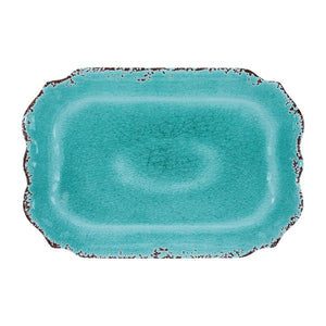 Supreme Housewares - Crackle Melamine 20" Rectangle Tray, Turquoise