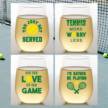 Load image into Gallery viewer, Wine-Oh! - TENNIS SAYINGS Shatterproof Wine Glasses

