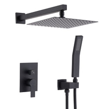 Load image into Gallery viewer, 12" Ceiling Mount Shower System With Rain Mixer And Handheld Shower
