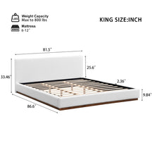Load image into Gallery viewer, Elegant Boucle Upholstered Bed With Wood Grain Textured Solid Wood Base Frame
