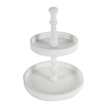 Load image into Gallery viewer, Two Tiered Round Wooden Tray - White
