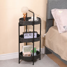 Load image into Gallery viewer, Modern 3 Tier Handwoven Side Table With Oval Organizer
