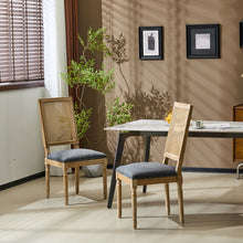 Load image into Gallery viewer, French Country Dining Chair With Rectangular Cane Backrest And Smooth Upholstered Seating
