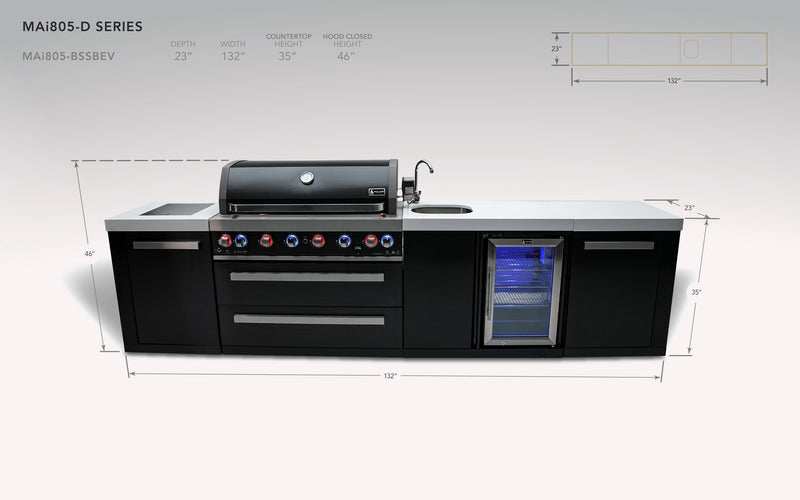 MONT ALPI 805 BLACK STAINLESS STEEL ISLAND WITH A BEVERAGE CENTER-MAi805-BSSBEV
