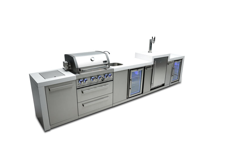MONT ALPI 4-BURNER DELUXE ISLAND WITH A KEGERATOR, BEVERAGE CENTER AND FRIDGE CABINET-MAi400-DKEGBEVFC