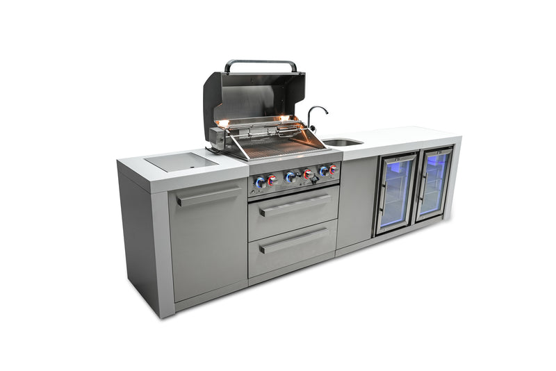 MONT ALPI 4-BURNER DELUXE ISLAND WITH A BEVERAGE CENTER AND FRIDGE CABINET-MAi400-DBEVFC