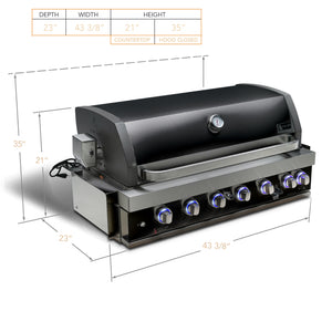 MONT ALPI 44" BLACK STAINLESS STEEL BUILT-IN GRILL-MABi805-BSS