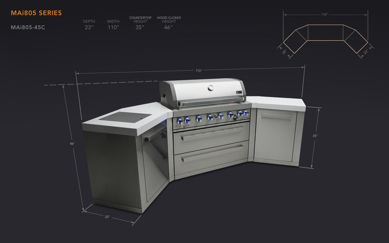 MONT ALPI 6-BURNER ISLAND WITH 45-DEGREE CORNERS-MAi805-45