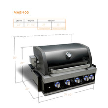 Load image into Gallery viewer, MONT ALPI 32&quot; BLACK STAINLESS STEEL BUILT-IN GRILL-MABi400-BSS
