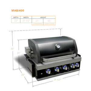 MONT ALPI 32" BLACK STAINLESS STEEL BUILT-IN GRILL-MABi400-BSS