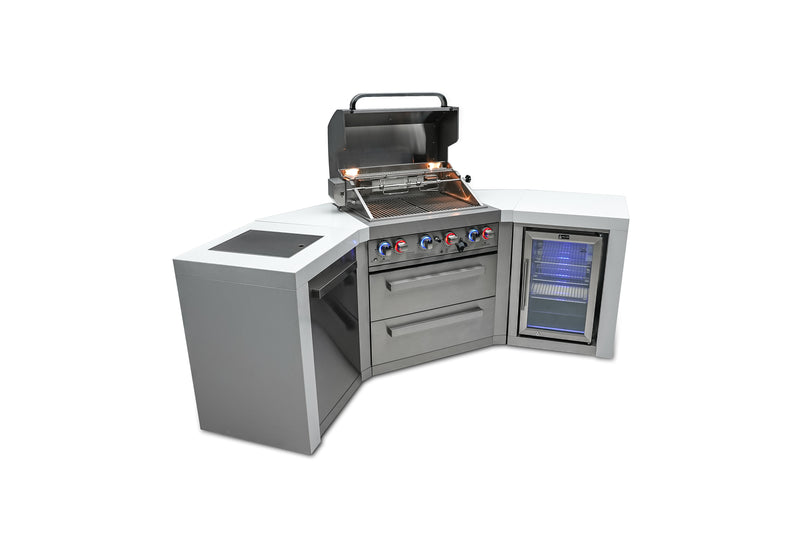 MONT ALPI 4-BURNER DELUXE ISLAND WITH 45-DEGREE CORNERS AND A FRIDGE CABINET-MAi400-D45FC