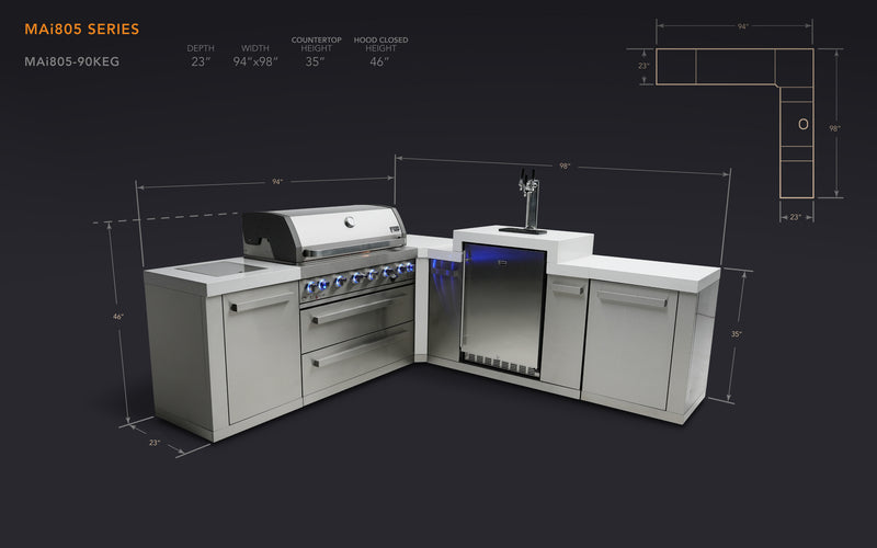 MONT ALPI 6-BURNER ISLAND WITH A KEGERATOR-MAi805-90KEG