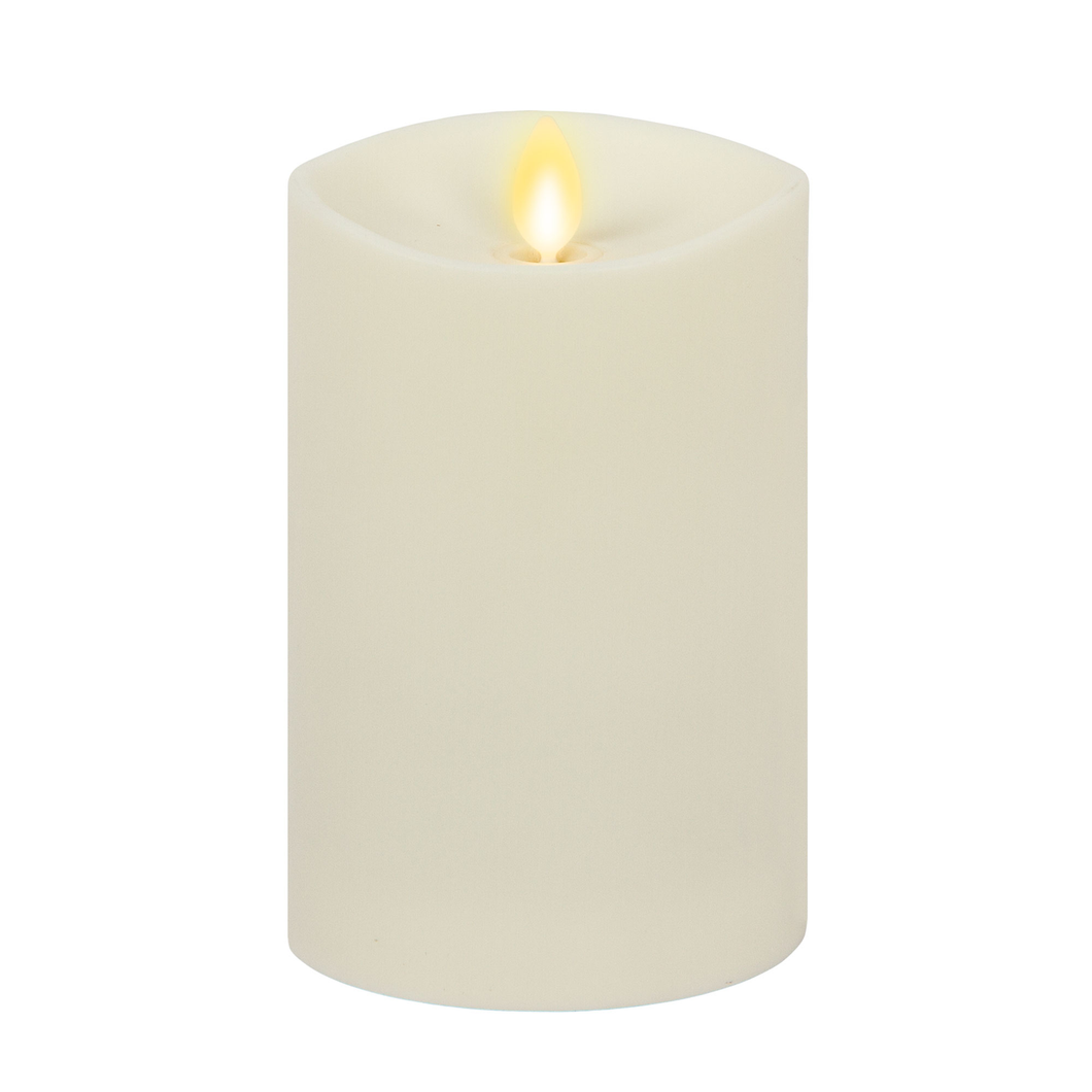 Pearl Ivory Outdoor Flameless Candle Pillar - Melted Top -