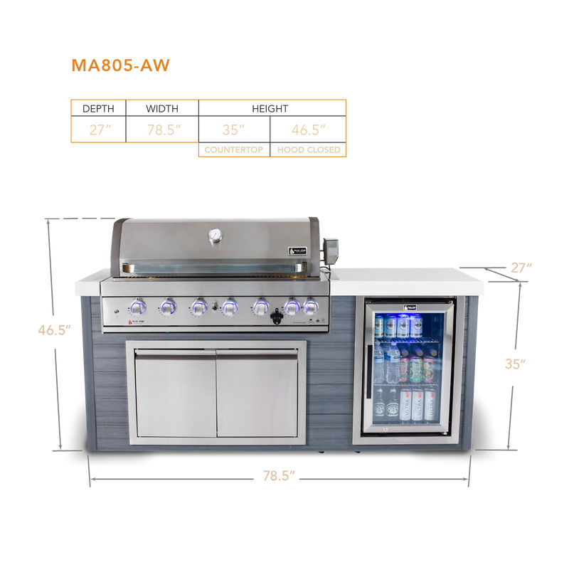 Mont Alpi 6-Burner Artwood Island in Stainless Steel