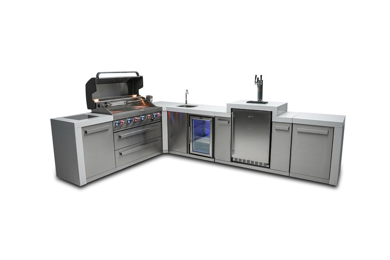 Mont Alpi 805 Deluxe Island with a 90 Degree Corner, Kegerator and Beverage Center-MAi805-D90KEGBEV