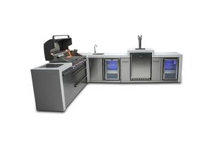 MONT ALPI 6-BURNER DELUXE ISLAND WITH A 90-DEGREE CORNER, KEGERATOR, BEVERAGE CENTER AND FRIDGE CABINET-MAi805-D90KEGBEVFC
