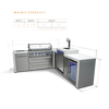 MONT ALPI 6-BURNER DELUXE ISLAND WITH A 90-DEGREE CORNER, KEGERATOR AND FRIDGE CABINET-MAi805-D90KEGFC
