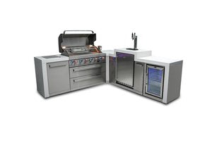 MONT ALPI 6-BURNER DELUXE ISLAND WITH A 90-DEGREE CORNER, KEGERATOR AND FRIDGE CABINET-MAi805-D90KEGFC
